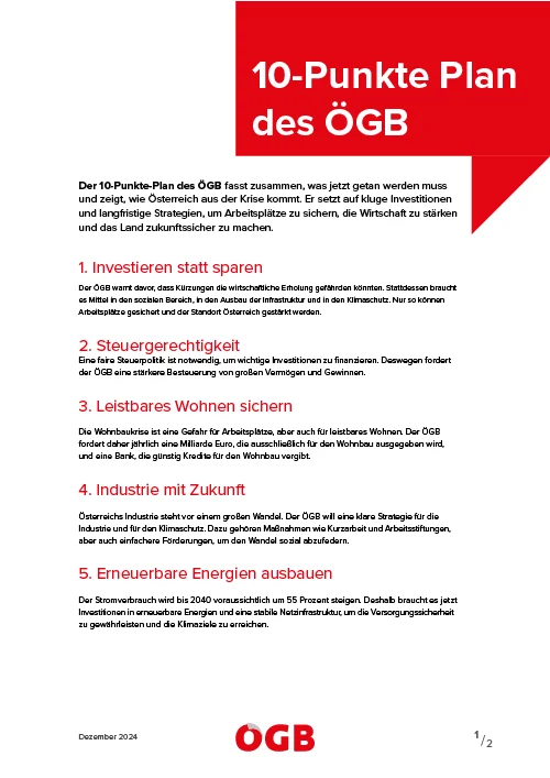 Der 10-Punkte-Plan des ÖGB